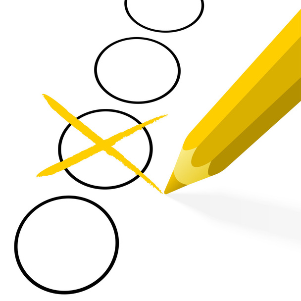 sárga ceruza látható kereszt - Vektor, kép