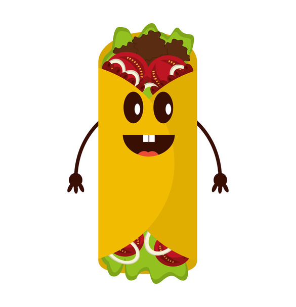 вкусные мексиканские буррито икона быстрого питания
 - Вектор,изображение