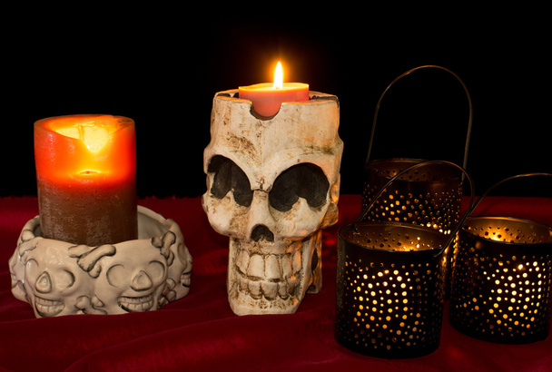 Day of The Dead Skull & Candles - Photo, Image