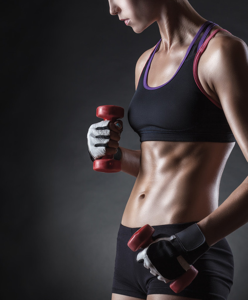 Fitness girl with dumbbells - Photo, Image