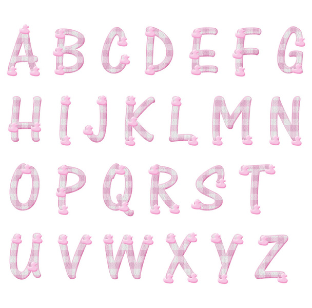 Pink Gingham and ducks alphabet letters - Photo, Image