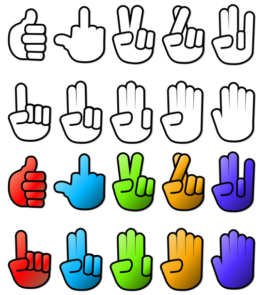 verschillende hand teken gebaar pictogrammen - Vector, afbeelding