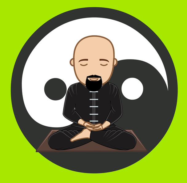 Taoism Monk Meditation Concept - Vector, Image