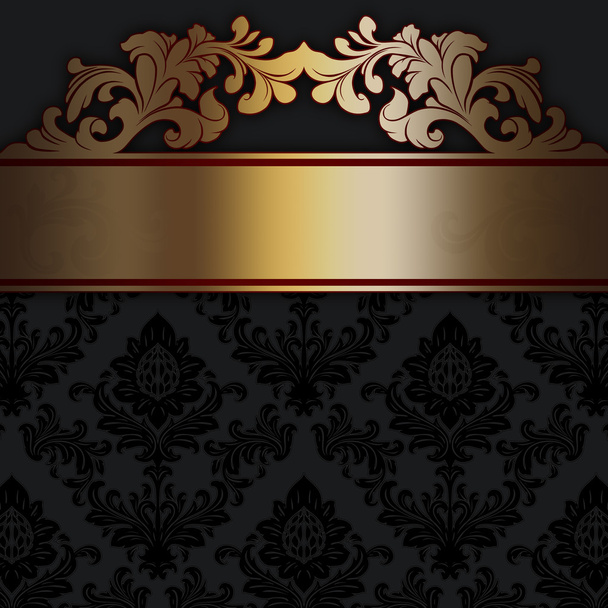Black and gold decorative background with patterns. - Φωτογραφία, εικόνα