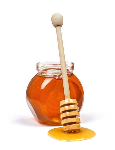 Honigtopf und Honiglöffel - Foto, Bild