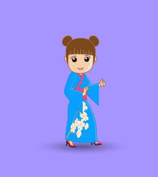 Tančící dívka - gejša - Vektor, obrázek