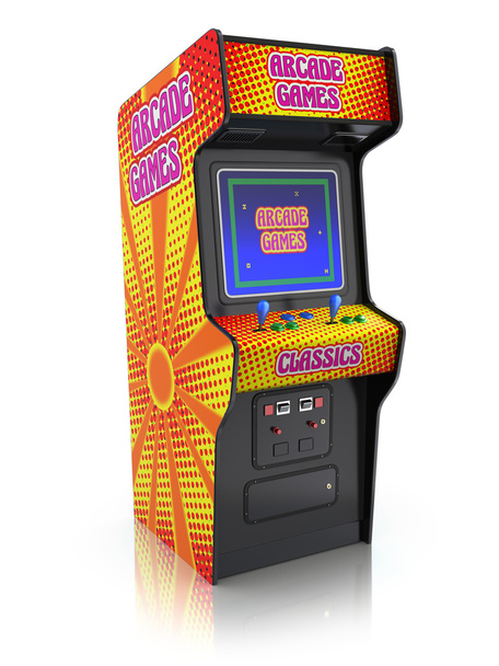 Colorful retro arcade game machine - 写真・画像