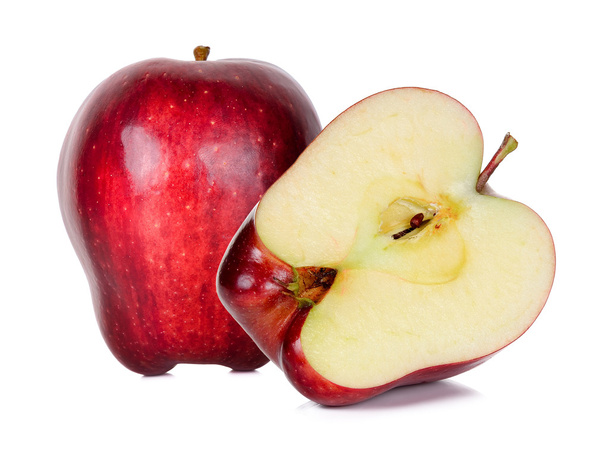 Rode appel geïsoleerd op de witte achtergrond - Foto, afbeelding