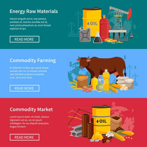 Commodity Flat Horizontal Banners - Vector, Image