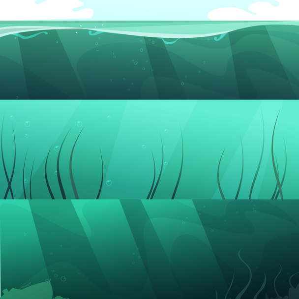 Óceán zöld víz vízszintes bannerek készlet  - Vektor, kép