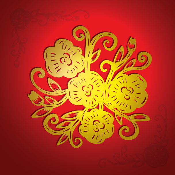 Κινεζικό χαρτί κοπής, λουλούδι χαρτί κοπής, απομονωμένη εικονογράφηση - Διάνυσμα, εικόνα
