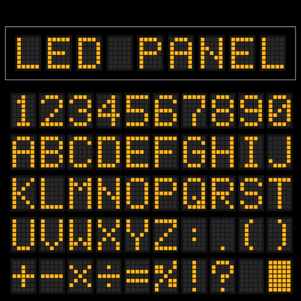 orangefarbene digitale Squre-LED-Schriftanzeige mit Beispielpanel - Vektor, Bild