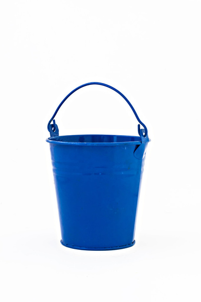 blue metal bucket decorative isolated on white background - Photo, Image