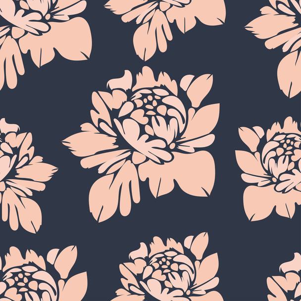Flowers, seamless pattern. Vintage floral background. Beige buds on a blue . For the fabric design, wallpaper, wrap - Vektor, obrázek