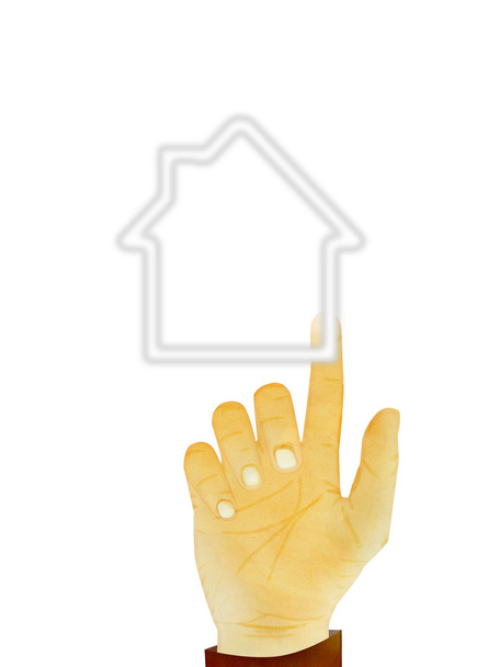Texture di carta, gesto della mano sulla casa
 - Foto, immagini