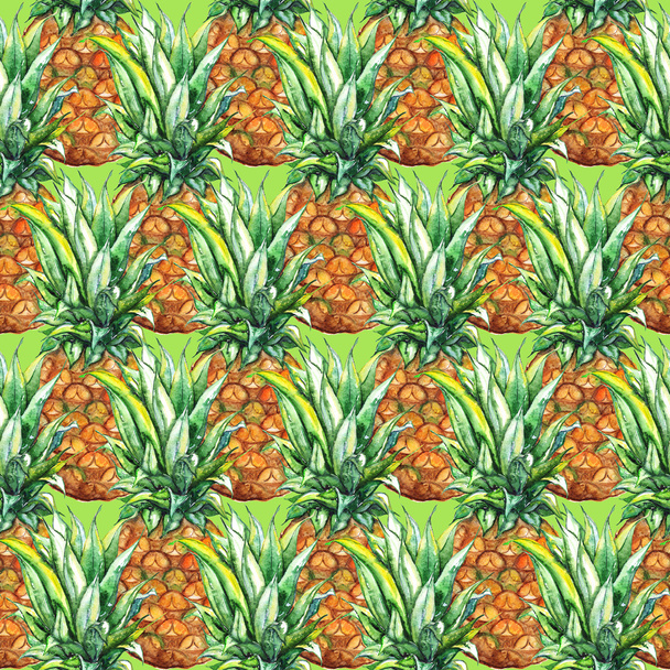 Ακουαρέλα ανανά εξωτικά τροπικά φρούτα χωρίς ραφή πρότυπο υφή φόντου - Φωτογραφία, εικόνα