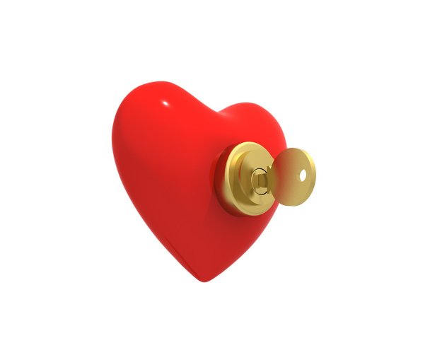 Heart with a lock and key - Photo, Image