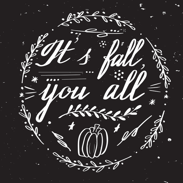 Autumn hand lettering and calligraphy design - Vector, Imagen