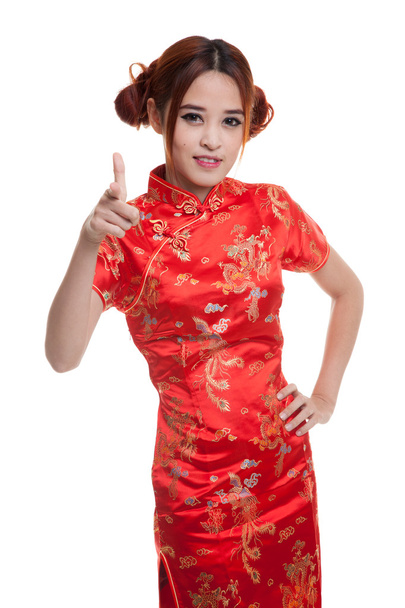 Asian girl in chinese cheongsam dress. - Фото, изображение