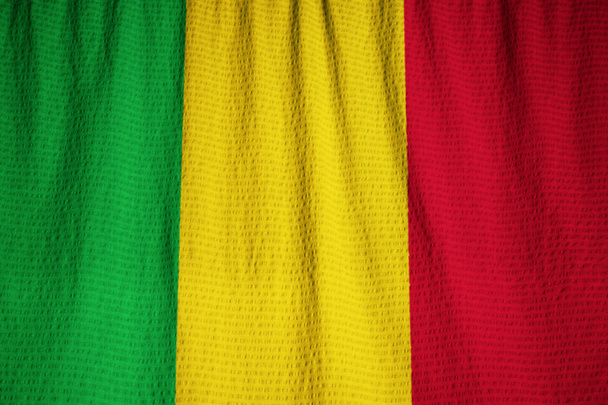 Vértes fodros Mali zászló, Mali zászló a szél fúj - Fotó, kép