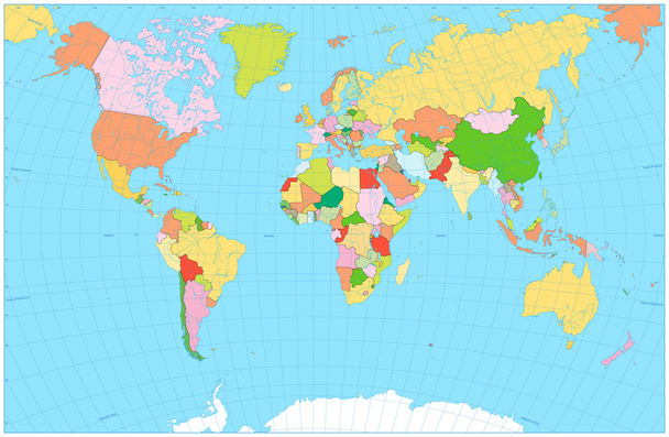 Lege politieke wereldkaart gedetailleerde vectorillustratie - Vector, afbeelding