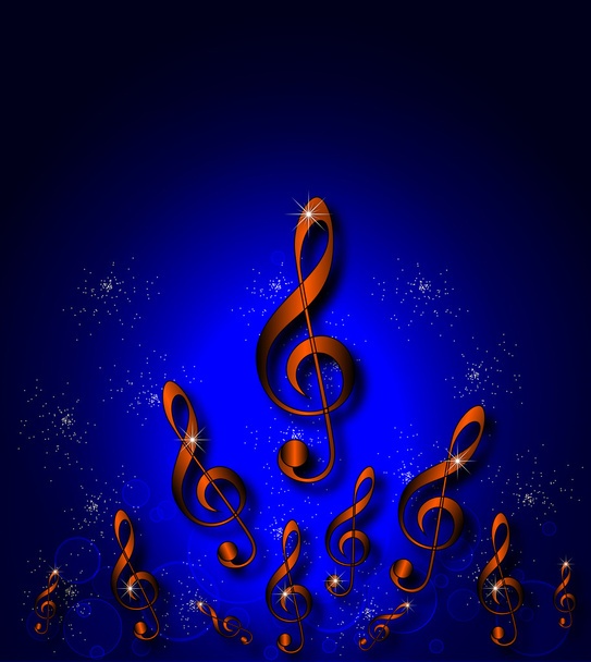 Bright golden musical notes - Vector, Image