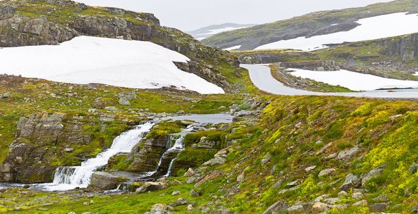 Landscape around Aurlandsfjellet National Tourist Route in Norwa - Foto, Bild
