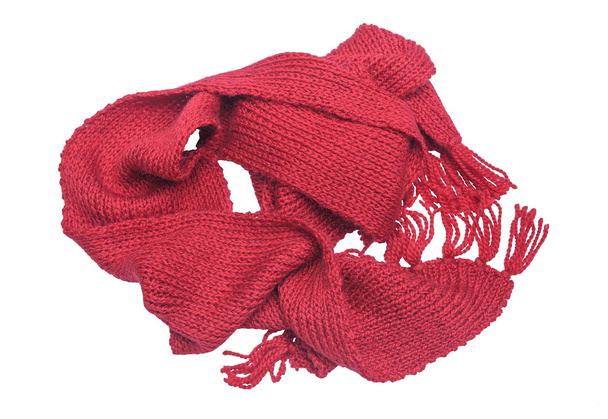 Red scarf on a white background. - Fotografie, Obrázek