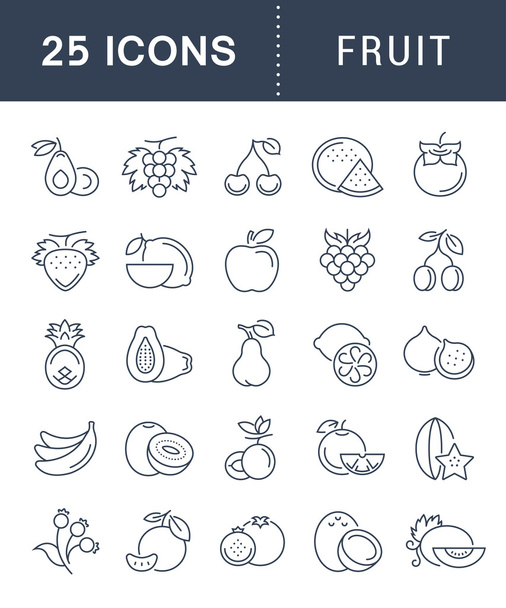 Set vecteur ligne plate icônes Fruit
 - Vecteur, image