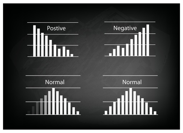 Colección de curva de distribución positiva y negativa en pizarra
 - Vector, Imagen