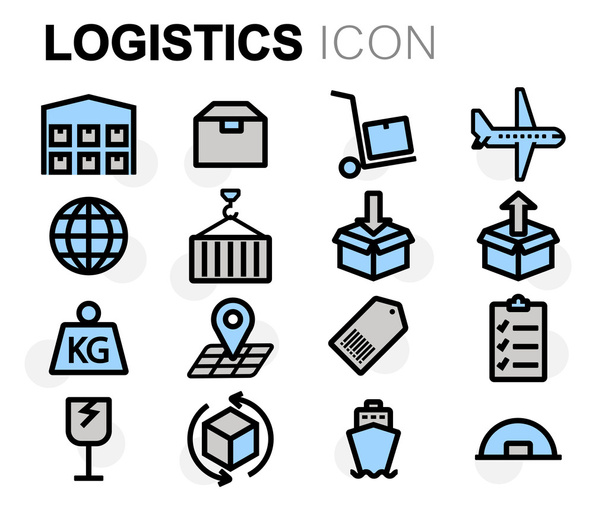 Vector flat line logistics icons set - ベクター画像