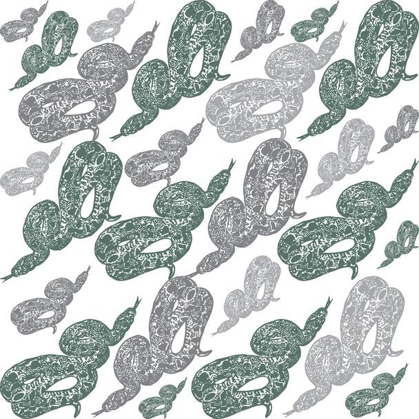 Linocut tropikal Boa Yılanı yılan arka plan - Vektör, Görsel