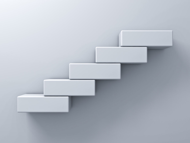 Αφηρημένη έννοια σκάλες ή βήματα σε φόντο λευκό τοίχο με σκιά - Φωτογραφία, εικόνα