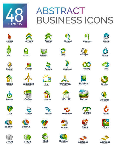 Conjunto de logotipo abstracto, colección de iconos de negocios geométricos modernos, estilo de forma de línea fluida
 - Vector, Imagen