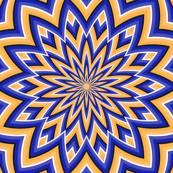 Fond illusion optique. Fleur bleue orange mobile
. - Vecteur, image