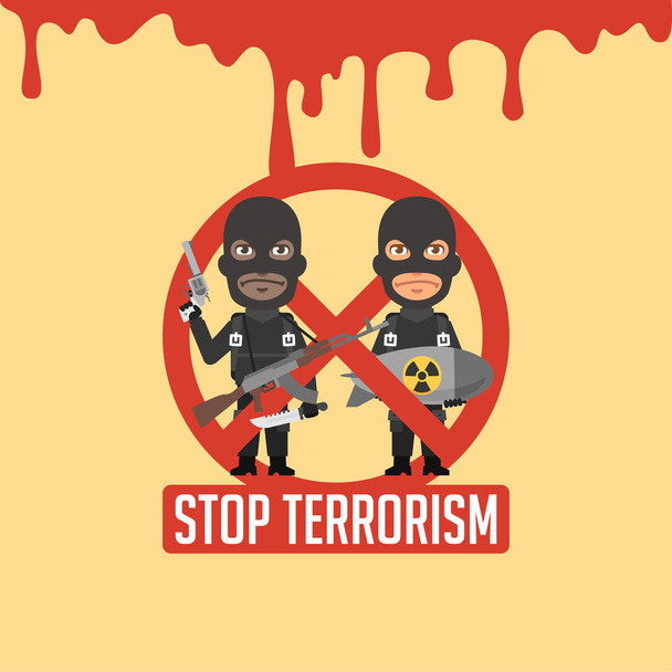 Terrorists Blood Prohibitory Sign - Vector, Image