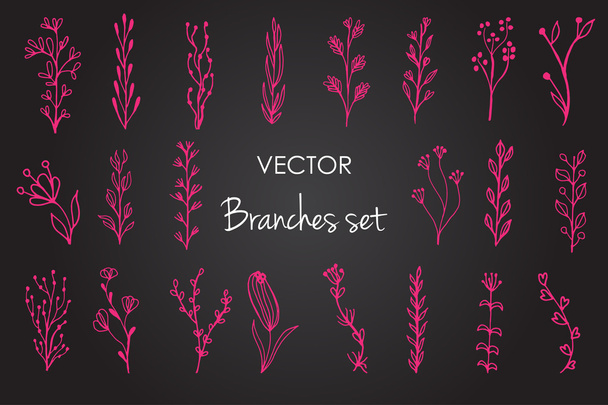 Set of vector vintage floral elements. Plants and branches for invitation, wedding cards, greeting , web  scrapbooking design - Διάνυσμα, εικόνα