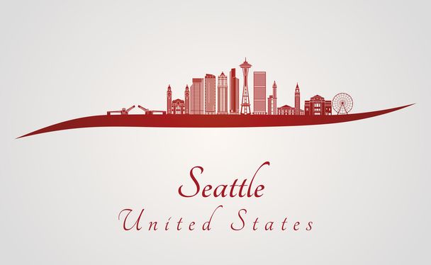 Seattle V2 skyline em vermelho
 - Vetor, Imagem