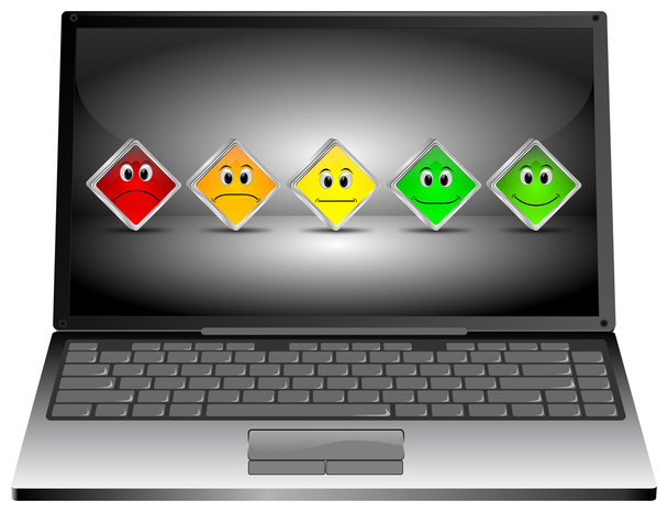 computador portátil com botões de voto - ilustração 3D
 - Foto, Imagem