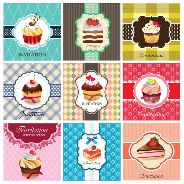 Set of cake cards template - Vettoriali, immagini