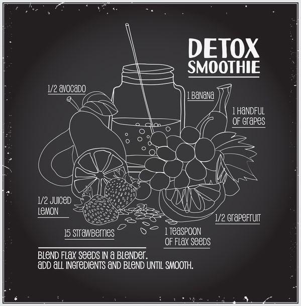 Detox smoothie recipe.  - Vector, Imagen