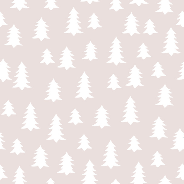 Seamless minimal vector pattern with white winter trees. For cards, invitations, wedding or albums, backgrounds and scrapbooks. - Vector, Image