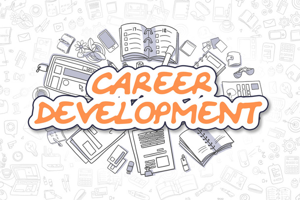 Career Development - Cartoon Orange Word. Business Concept. - Photo, Image