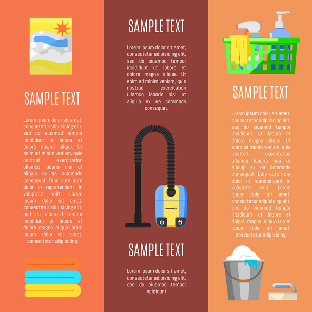Cleaning icons on banner vector illustration - Vettoriali, immagini