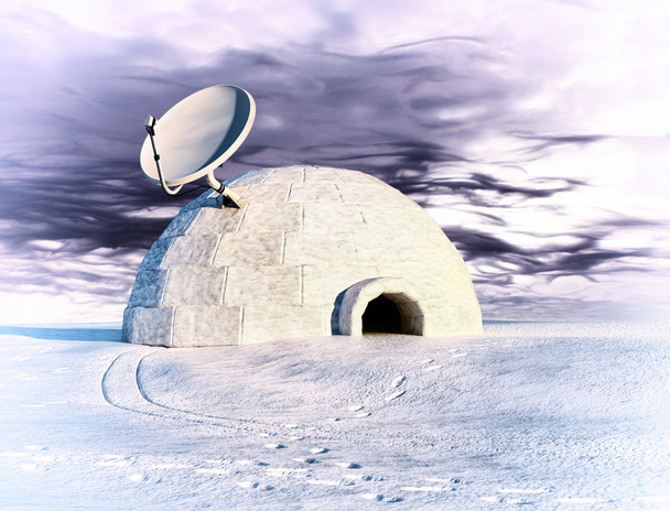 satelliet- en iglo - Foto, afbeelding