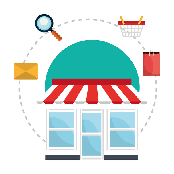 winkelen en e-commerce pictogram - Vector, afbeelding