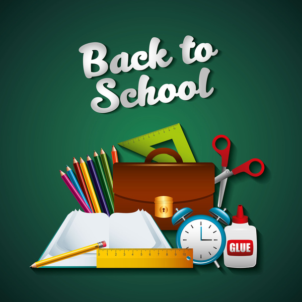 back to school set supplies - Vector, imagen