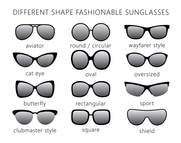 Al types of sunglasses. - Vector, Image
