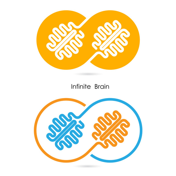 Creative brain sign and infinite creativity logo elements design - Vector, Image