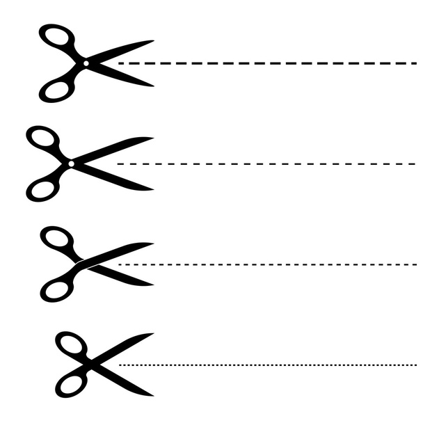 scissors with dashed line - Vector, Image